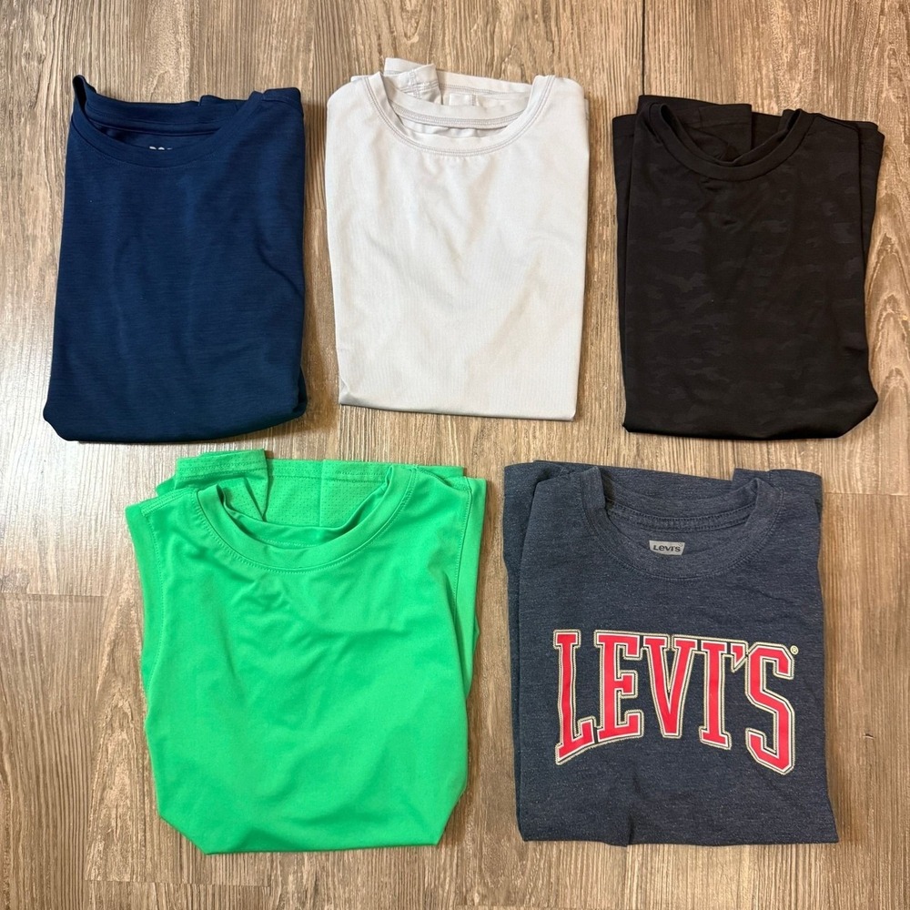 Kids Activewear Shirt Bundle 5pc Levis DSG DryTek Camo Performance Tops 14/16